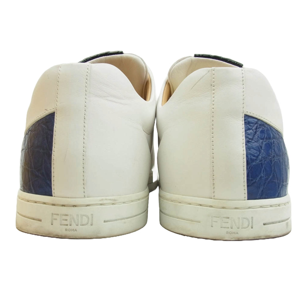 FENDI フェンディ 1290 クロコパッチ ローカット スニーカー ホワイト系 8【中古】