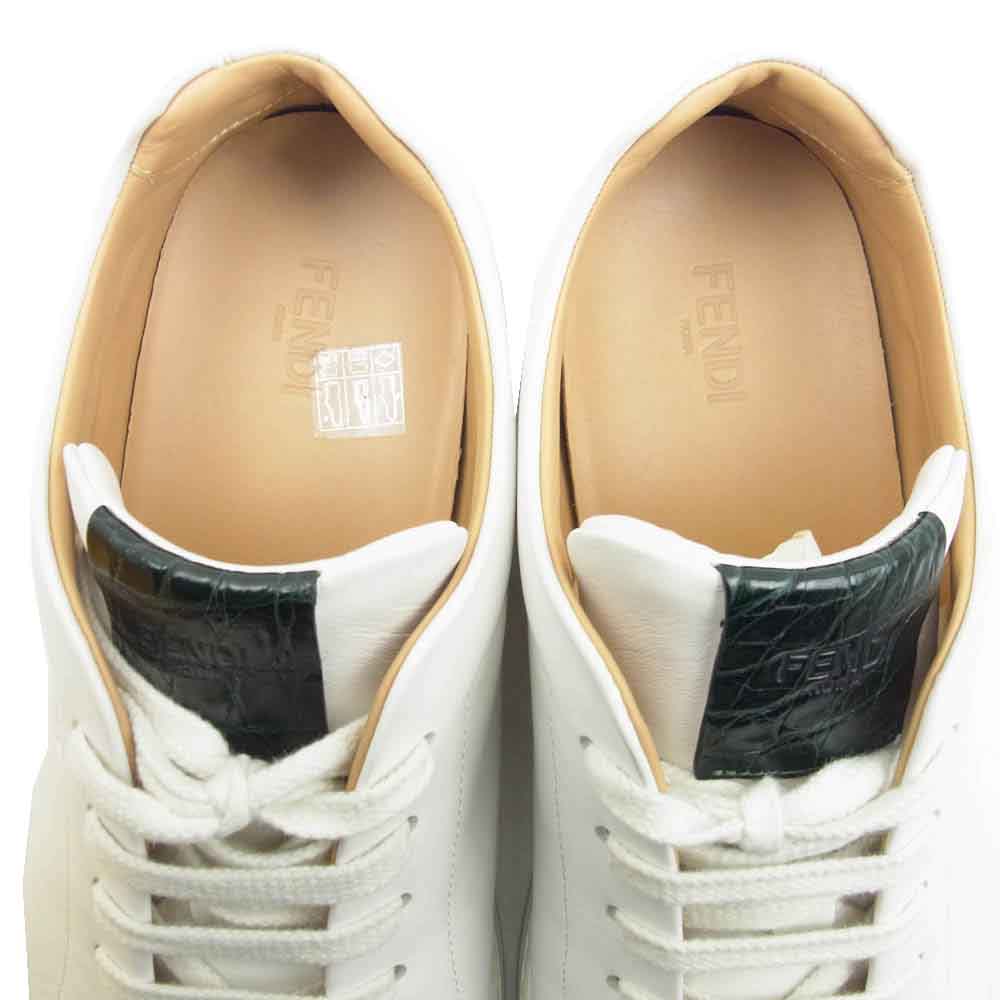 FENDI フェンディ 1290 クロコパッチ ローカット スニーカー ホワイト系 8【中古】