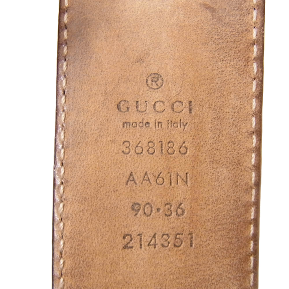 GUCCI グッチ 214351 インターロッキングG GG柄 レザー ベルト ブラック系 90 36【中古】