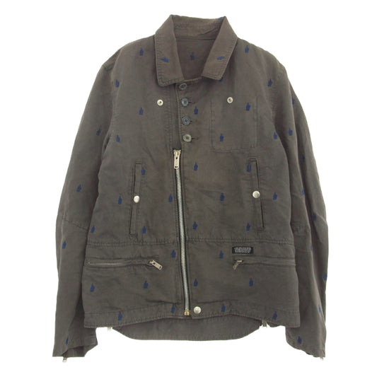 UNDERCOVER アンダーカバー 13SS K4202-2 UNDERCOVERISM OX FF 刺繍 フィンガーファック コットン シングル ジャケット ブラウンよりのグレー系 2【中古】
