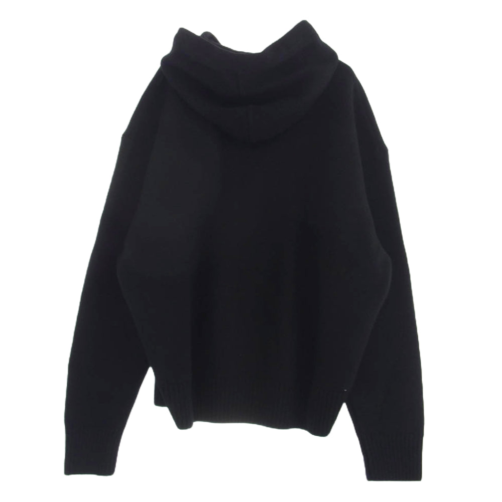 AMI PARIS アミパリス UKS802.018 Alexandre Mattiussi AMI DE COEUR KNIT HOODIE ハートフレンドロゴ ニットフーディ プルオーバー パーカー ブラック系 M【中古】