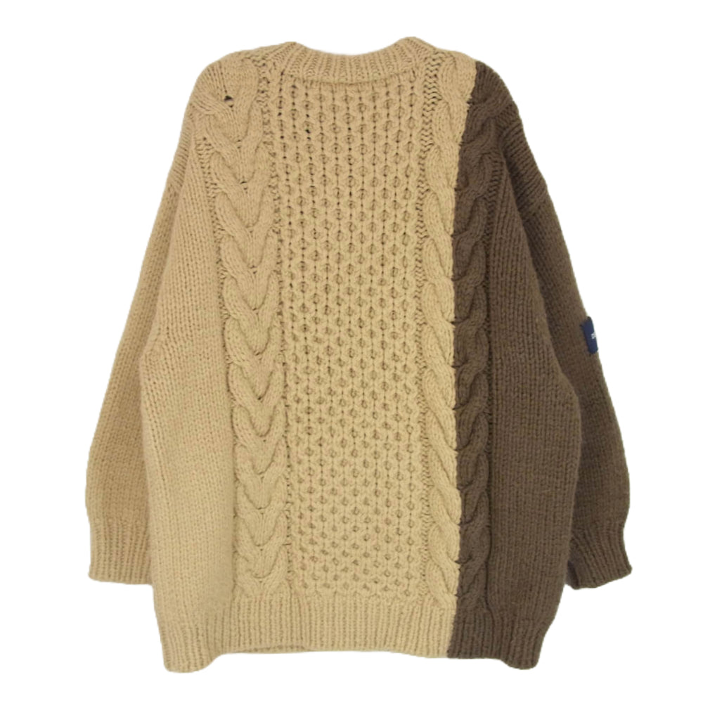 DESCENDANT ディセンダント 19AW ARAN WOOL KNIT アラン ウール ニット カーキ系 1【中古】