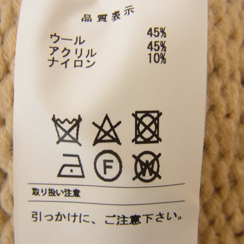 DESCENDANT ディセンダント 19AW ARAN WOOL KNIT アラン ウール ニット カーキ系 1【中古】