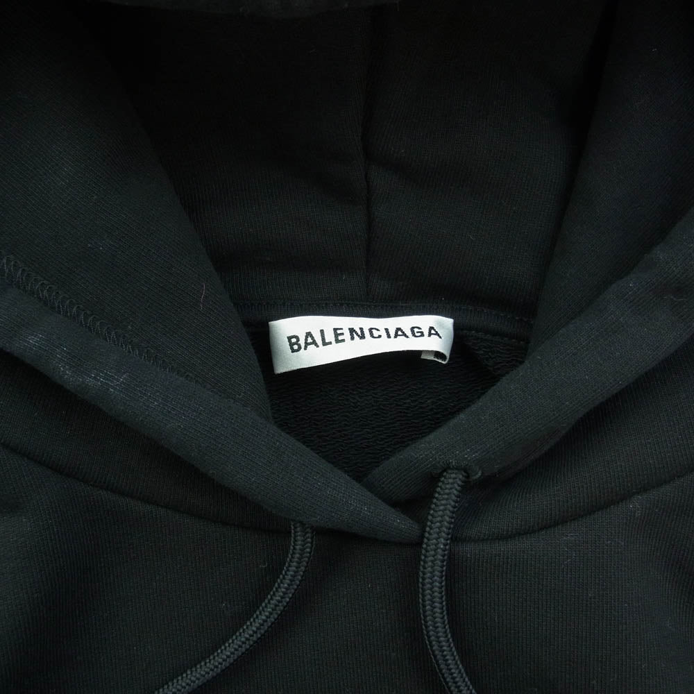 BALENCIAGA バレンシアガ 17AW 528351 TAV37 フード ロゴプリント プルオーバー パーカー ブラック系 XS【中古】