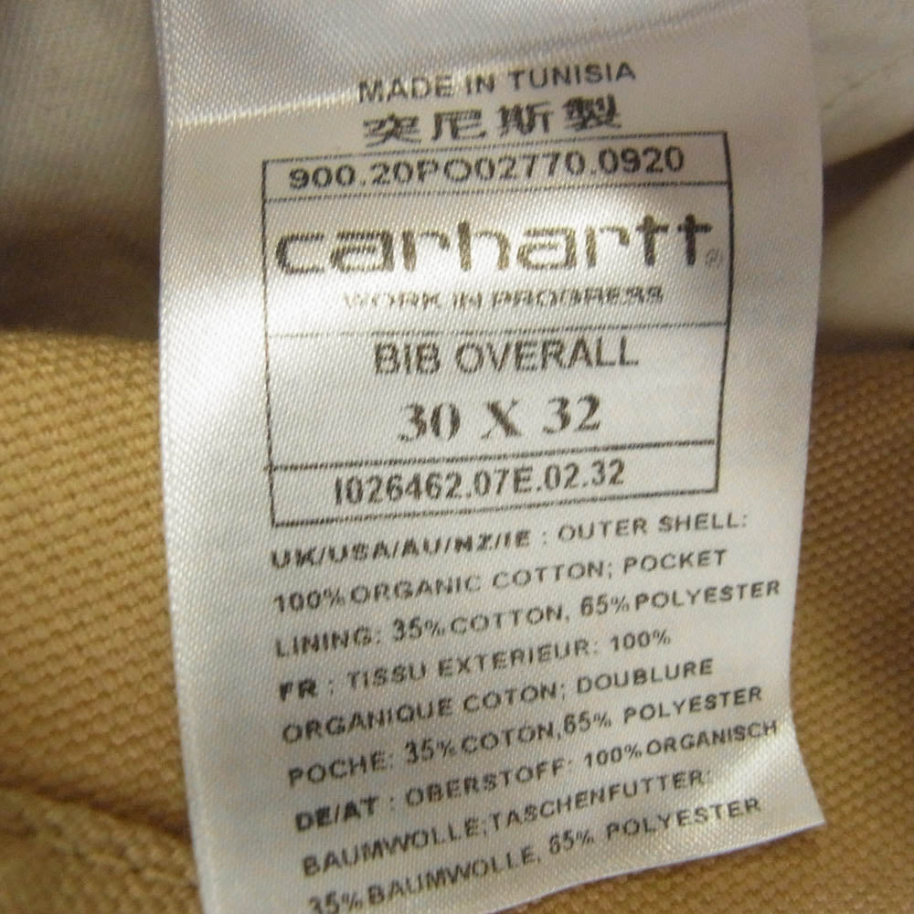 Carhartt カーハート BIB OVERALL ビブ オーバーオール ライトブラウン系 30【新古品】【未使用】【中古】