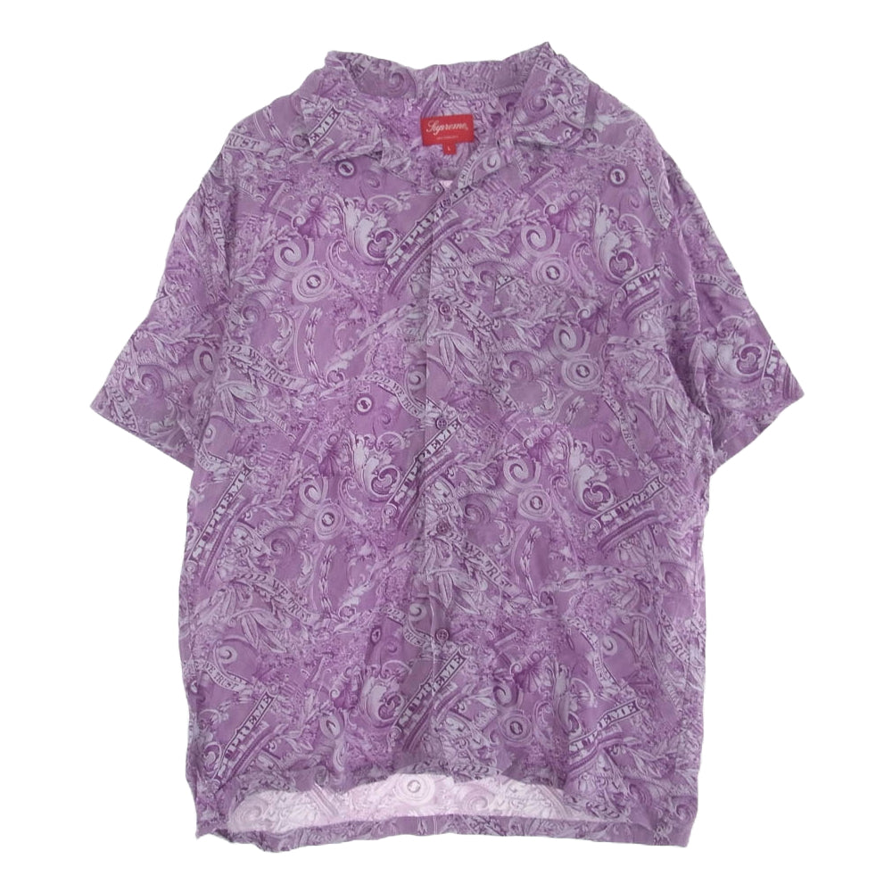 Supreme シュプリーム 23SS Dollar S/S Shirt ドル総柄 レーヨン オープンカラー 半袖シャツ パープル系 L【中古】