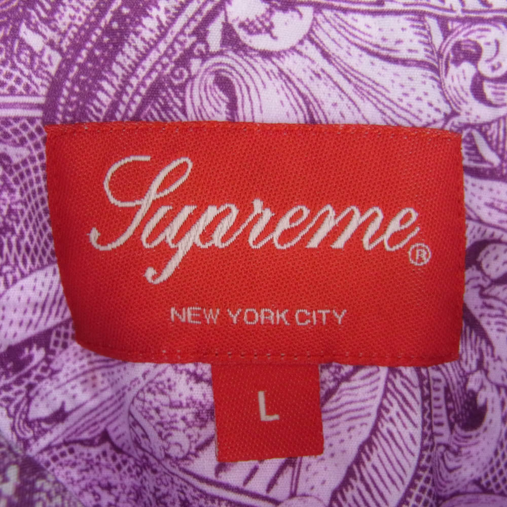 Supreme シュプリーム 23SS Dollar S/S Shirt ドル総柄 レーヨン オープンカラー 半袖シャツ パープル系 L【中古】