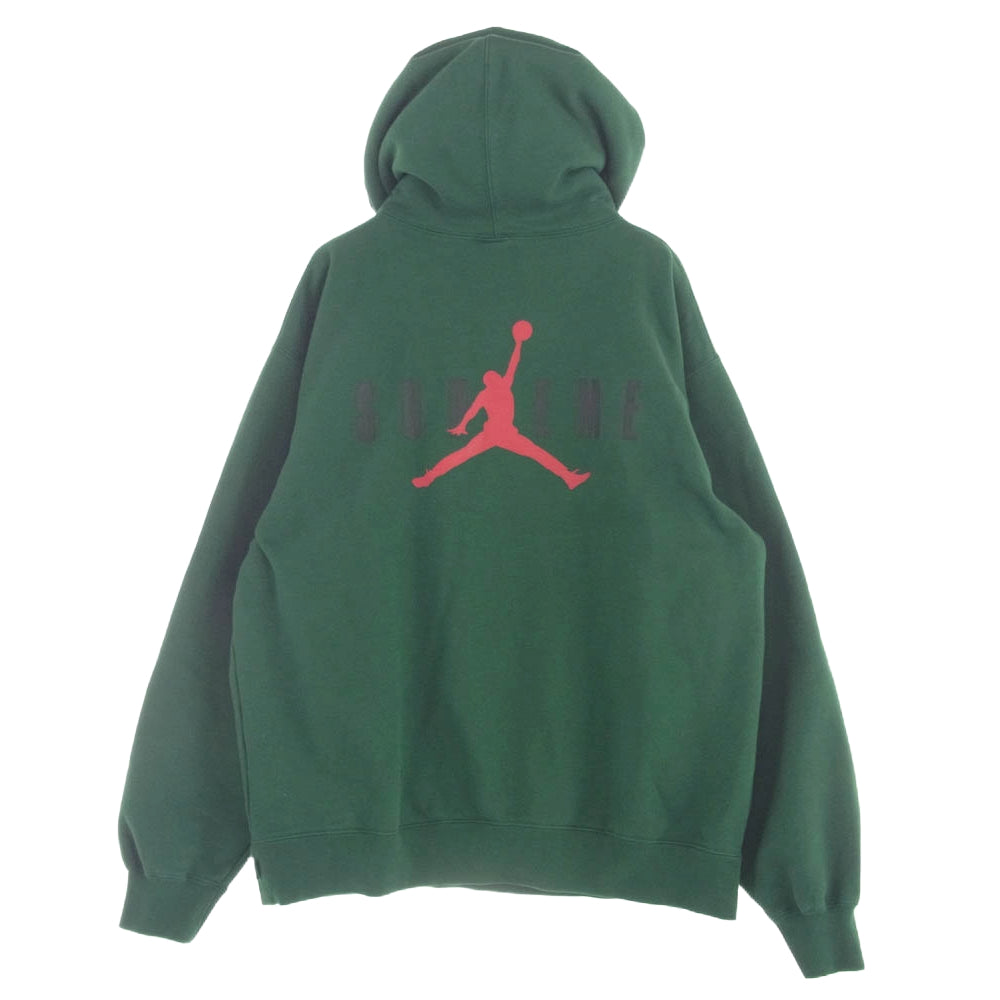 Supreme シュプリーム 24AW NIKE Jordan Hooded Sweatshirt ナイキ ジョーダンロゴ刺繍 プルオーバー パーカー グリーン系 L【中古】