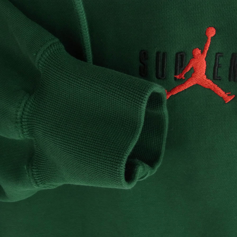 Supreme シュプリーム 24AW NIKE Jordan Hooded Sweatshirt ナイキ ジョーダンロゴ刺繍 プルオーバー パーカー グリーン系 L【中古】