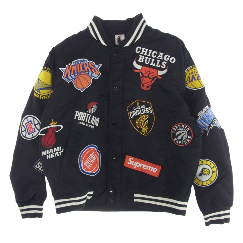 Supreme シュプリーム × NIKE ナイキ 18SS NBA Teams Warm Up Jacket 中綿 ジャケット スタジャン ブラック系 M【中古】