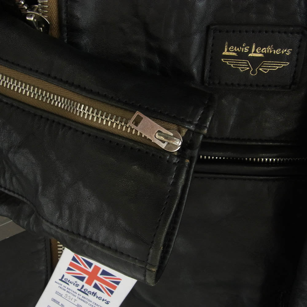 Lewis Leathers ルイスレザー 551T TIGH FIT DOMINATOR SHEEP SKIN ドミネーター タイトフィット シープスキン シングル ライダース ジャケット ブラック系 38【中古】