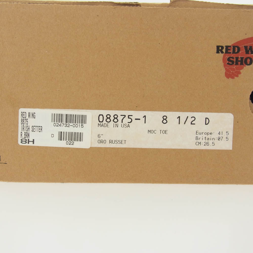 RED WING レッドウィング 8875 CLASSIC MOC TOE クラシック モック トゥ レースアップ レザー ブーツ シューズ レッド系 26.5cm【中古】