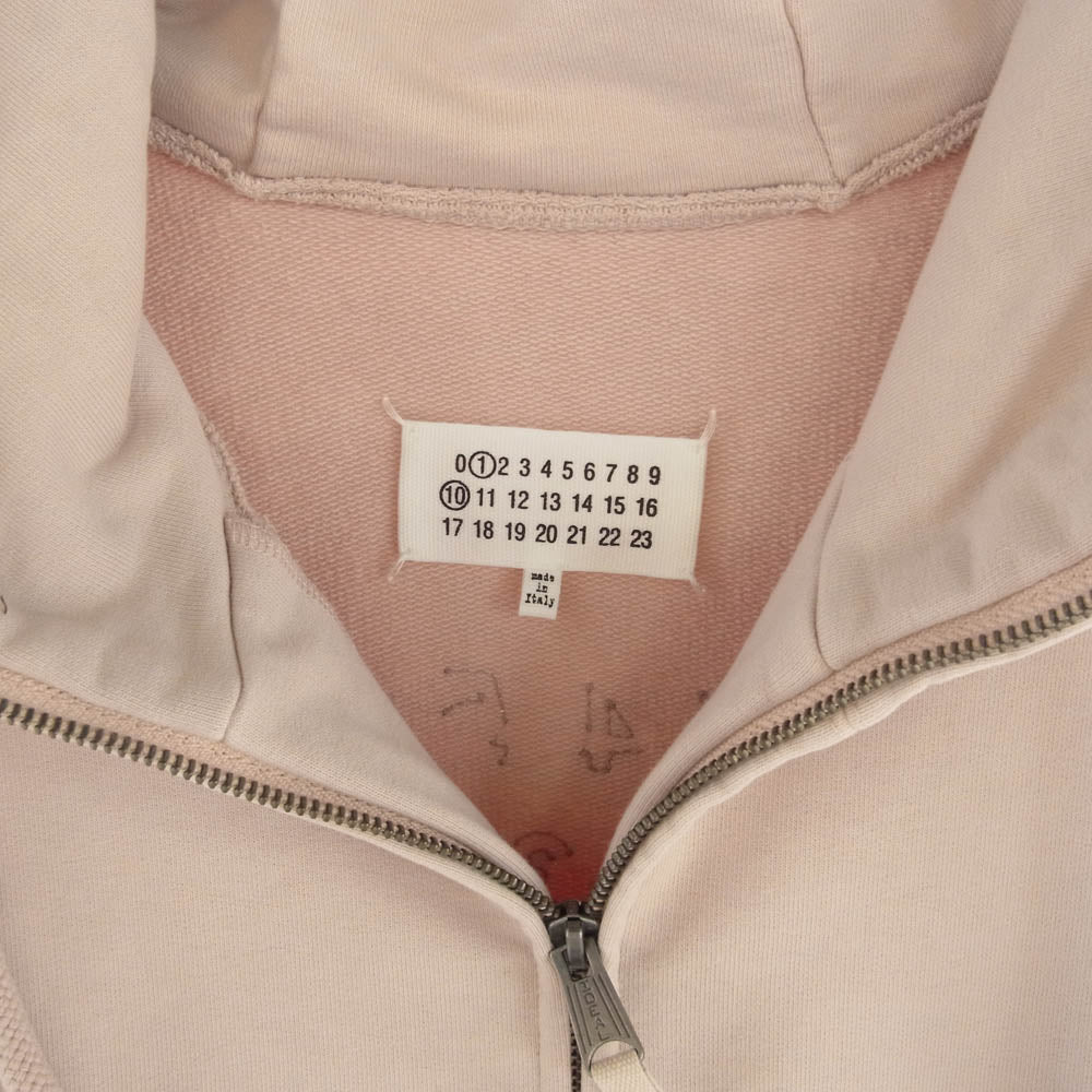 MAISON MARGIELA メゾンマルジェラ 24AW S50HG0046 S25520 SWEAT JACKET オーバーサイズ エンブロイダーロゴ ジップアップ スウェット パーカー ピンク ピンク系 S【中古】