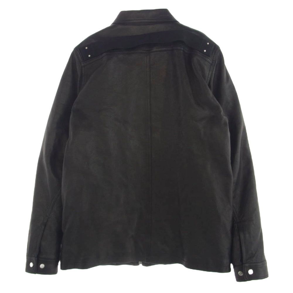 Rick Owens リックオウエンス RU02C7766-LNV Zip Up Leather Jacket ジップアップ レザー ジャケット ラムレザー ブラック系 48【中古】