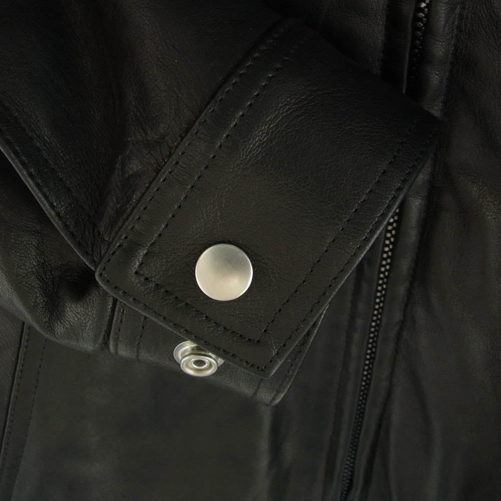 Rick Owens リックオウエンス RU02C7766-LNV Zip Up Leather Jacket ジップアップ レザー ジャケット ラムレザー ブラック系 48【中古】
