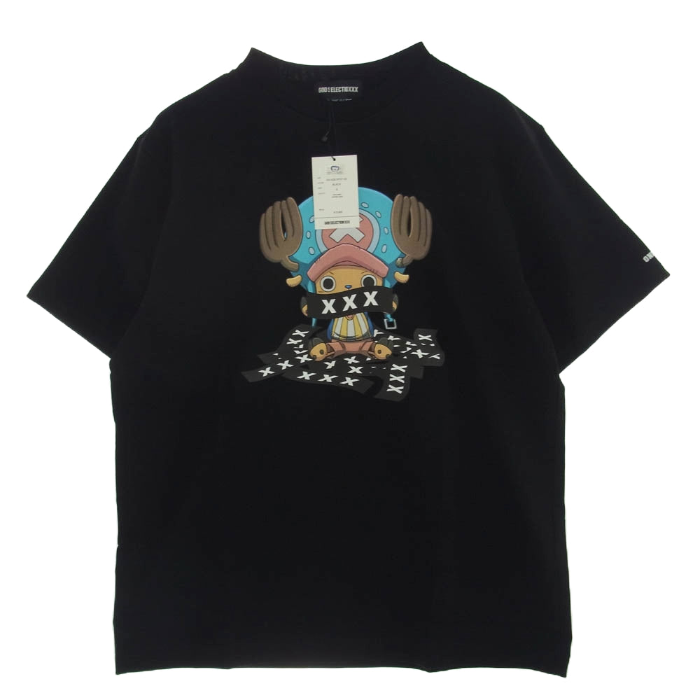 GOD SELECTION XXX ゴッドセレクション GX-A22-OPST-02 × ONE PIECE ワンピース チョッパー プリント 半袖 Tシャツ ブラック系 S【新古品】【未使用】【中古】