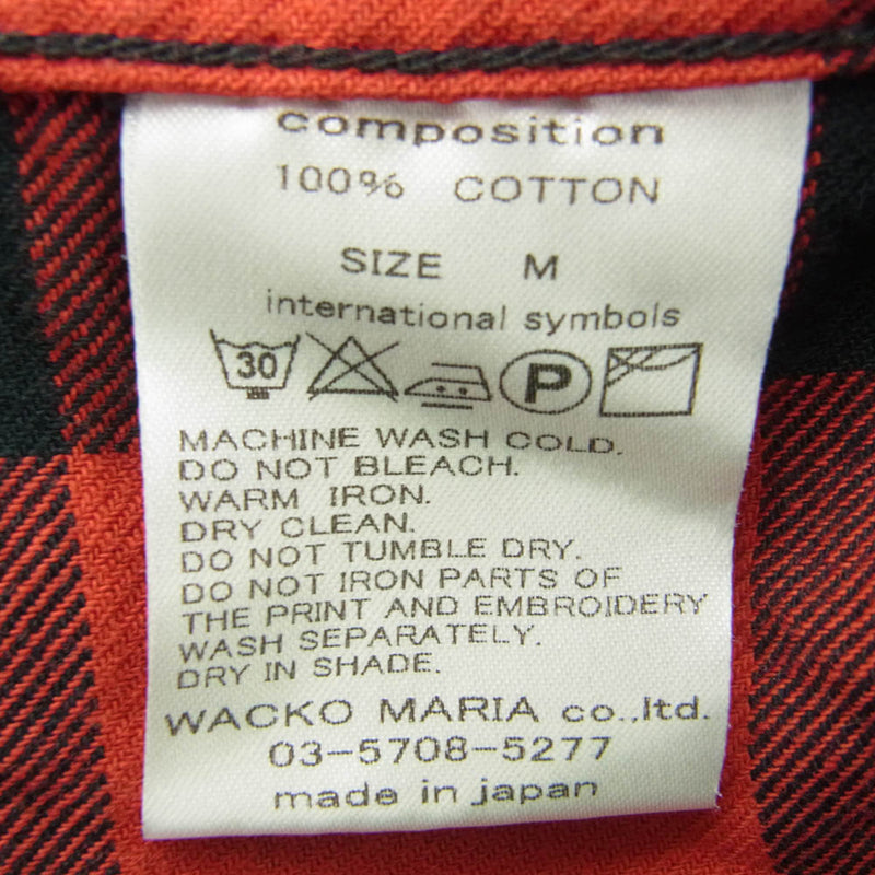 WACKO MARIA ワコマリア ロゴ刺繍 長袖 チェック シャツ レッド系