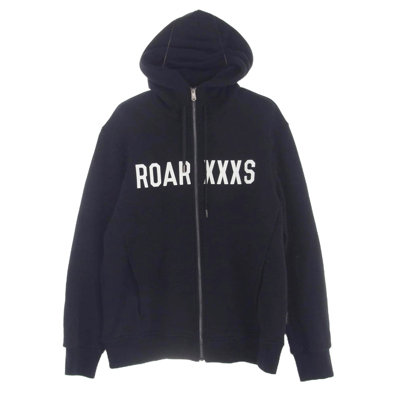 GOD SELECTION XXX ゴッドセレクション GX-S20-RGHD-02 × roarguns ロアーガンズ 刺繍 ジップアップ フーディ パーカー ブラック系 M【中古】