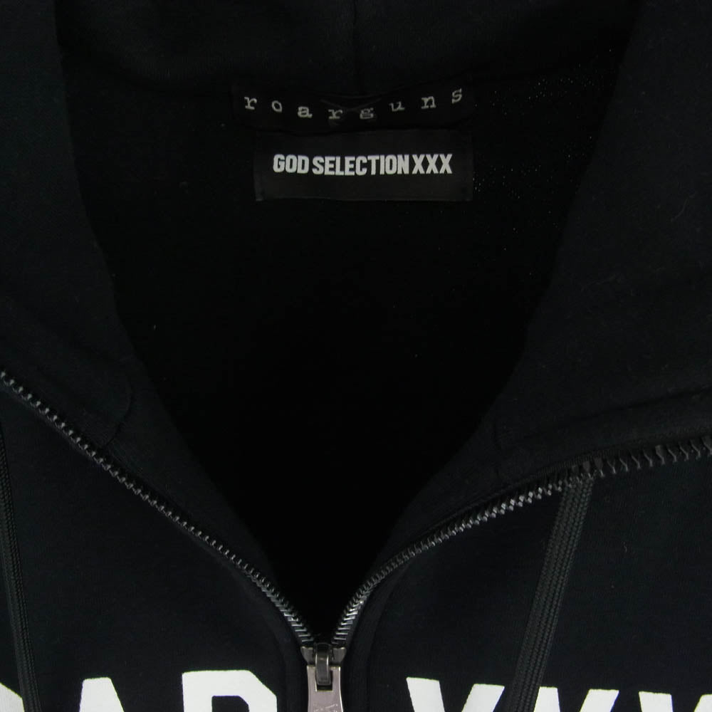 GOD SELECTION XXX ゴッドセレクション GX-S20-RGHD-02 × roarguns ロアーガンズ 刺繍 ジップアップ フーディ パーカー ブラック系 M【中古】
