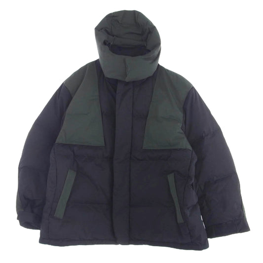 UNIQLO +J ユニクロ × JIL SANDER ジルサンダー ダウンオーバーサイズパーカ ダウンジャケット ブラック×グレー カーキ系 4XL【中古】