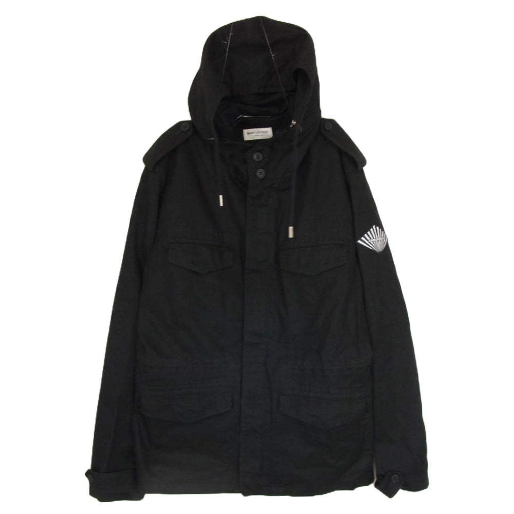 SAINT LAURENT サンローラン V47G 581788 Cotton Zipped Jacket コットン ジップ ジャケット ミリタリー ジャケット ブラック系 48【中古】