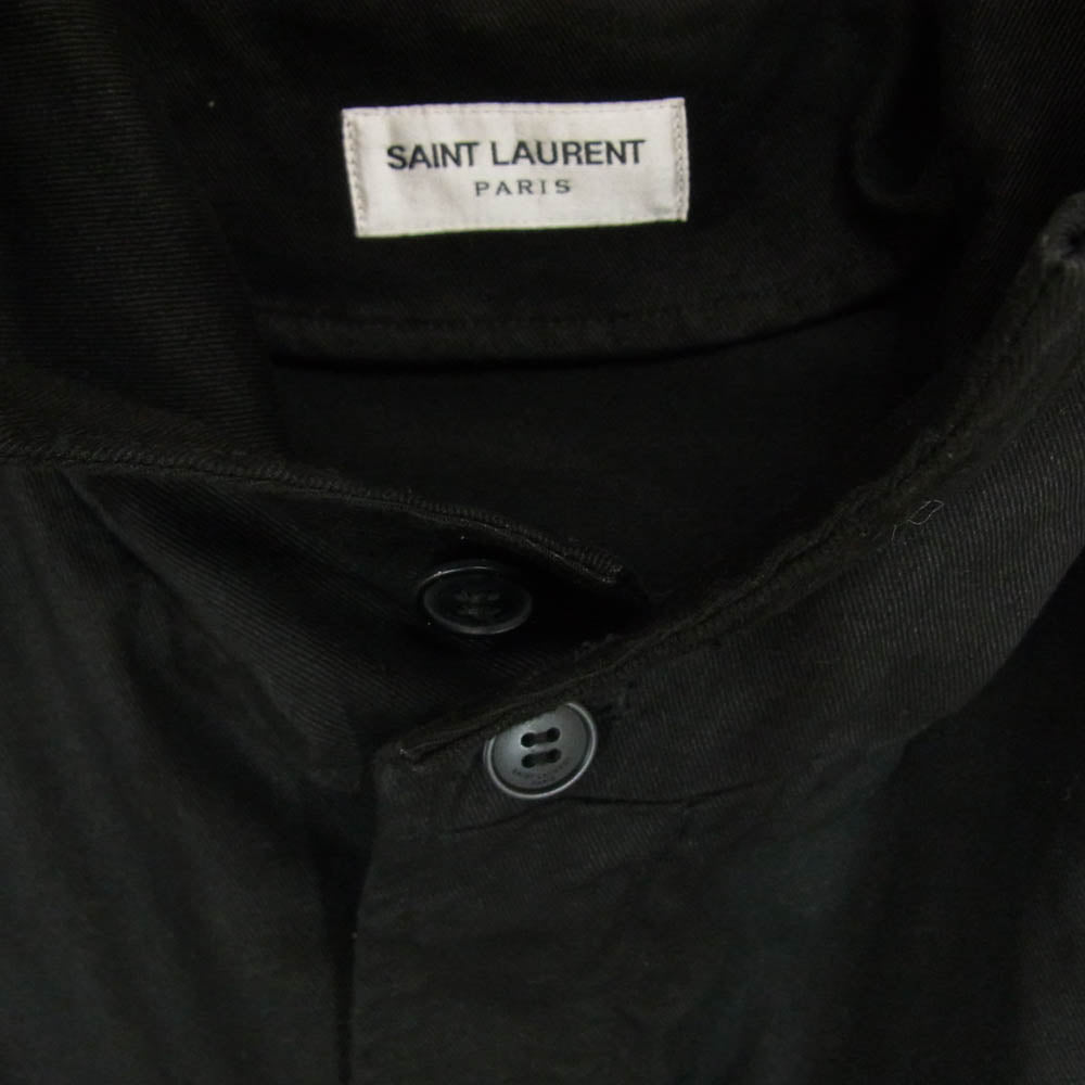 SAINT LAURENT サンローラン V47G 581788 Cotton Zipped Jacket コットン ジップ ジャケット ミリタリー ジャケット ブラック系 48【中古】