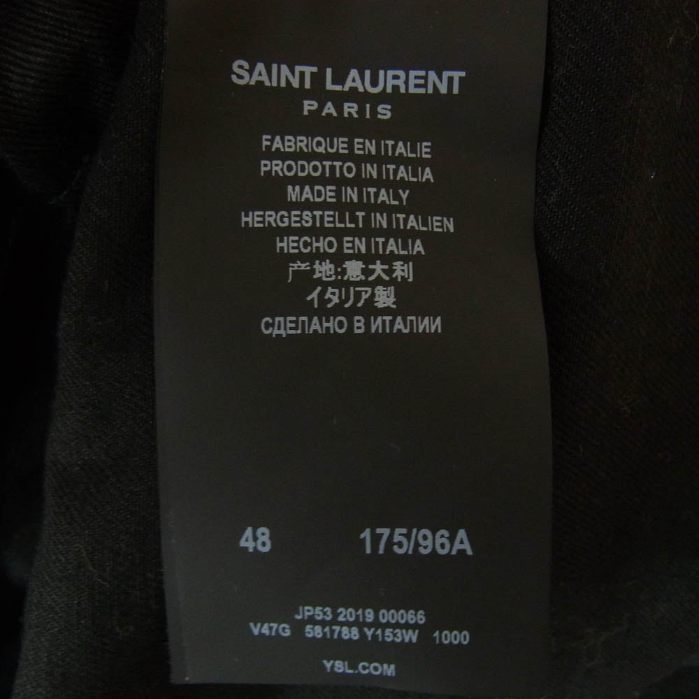 SAINT LAURENT サンローラン V47G 581788 Cotton Zipped Jacket コットン ジップ ジャケット ミリタリー ジャケット ブラック系 48【中古】