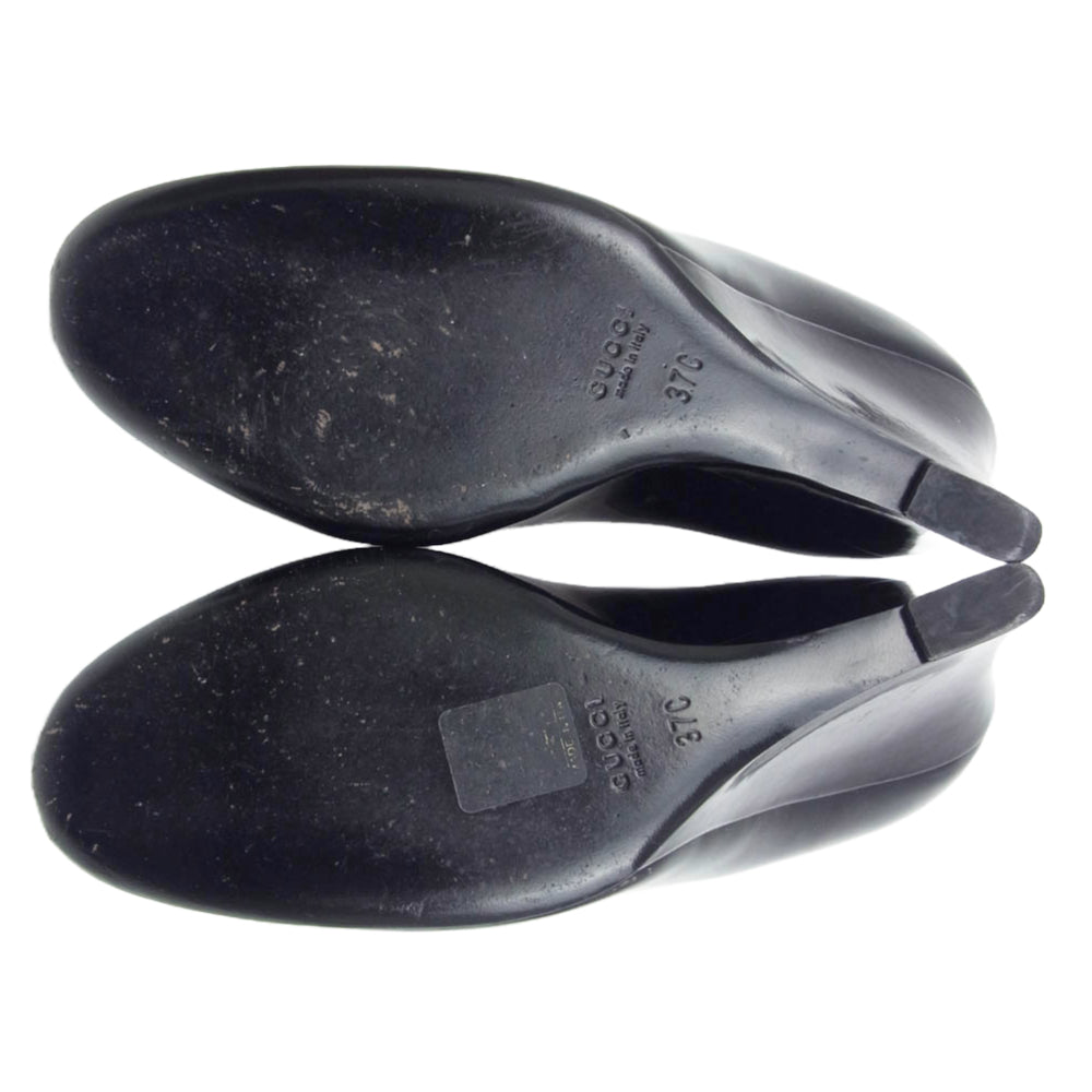 GUCCI グッチ 182111 グッチ ウェッジ ソール パンプス ブラック系 37c【中古】