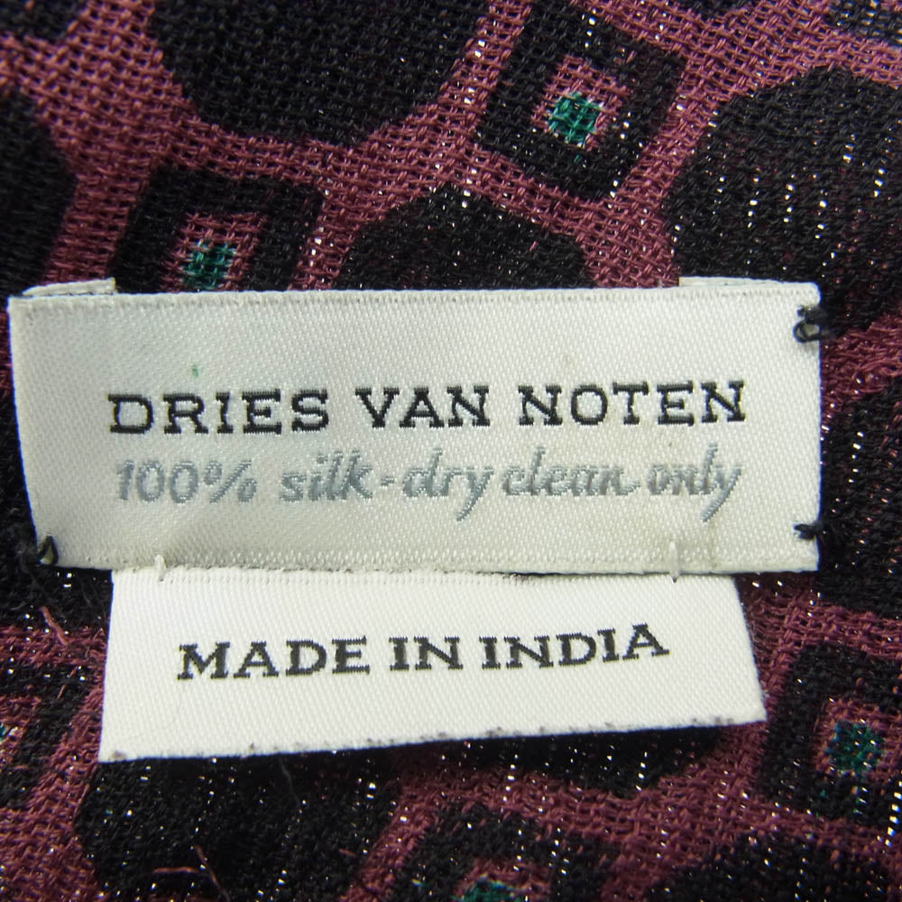 DRIES VAN NOTEN ドリスヴァンノッテン シルク100％ 総柄 フリンジ ストール【中古】