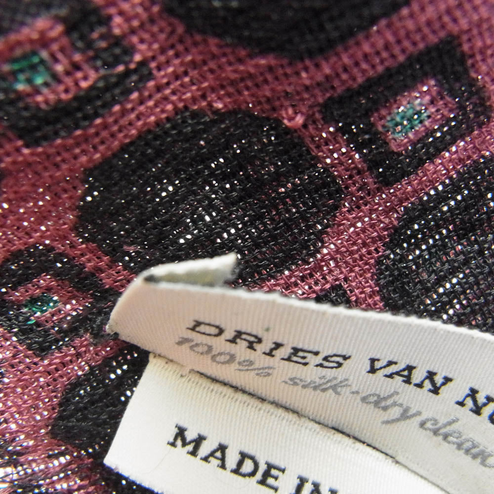DRIES VAN NOTEN ドリスヴァンノッテン シルク100％ 総柄 フリンジ ストール【中古】