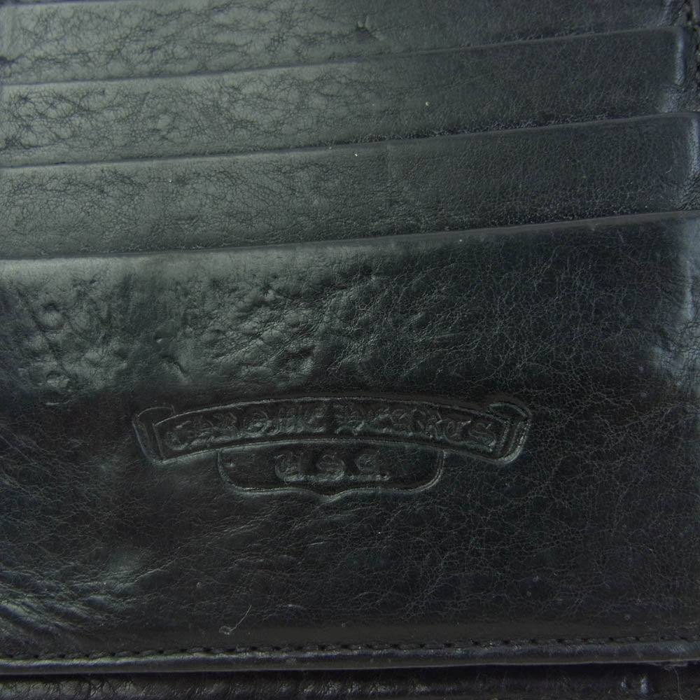 CHROME HEARTS クロムハーツ（原本無） WAVE ウェーブウォレット クロスボールボタン レザー 長財布 ブラック系【中古】