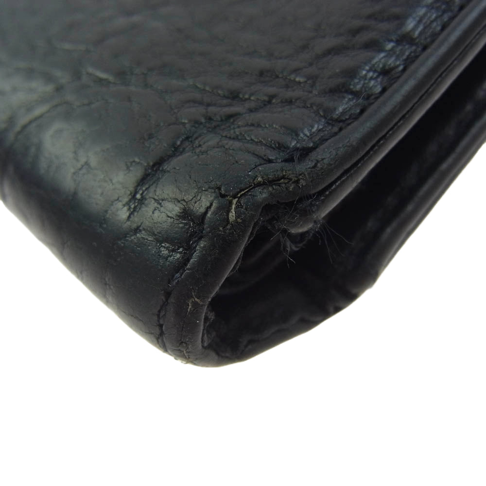 CHROME HEARTS クロムハーツ（原本無） WAVE ウェーブウォレット クロスボールボタン レザー 長財布 ブラック系【中古】