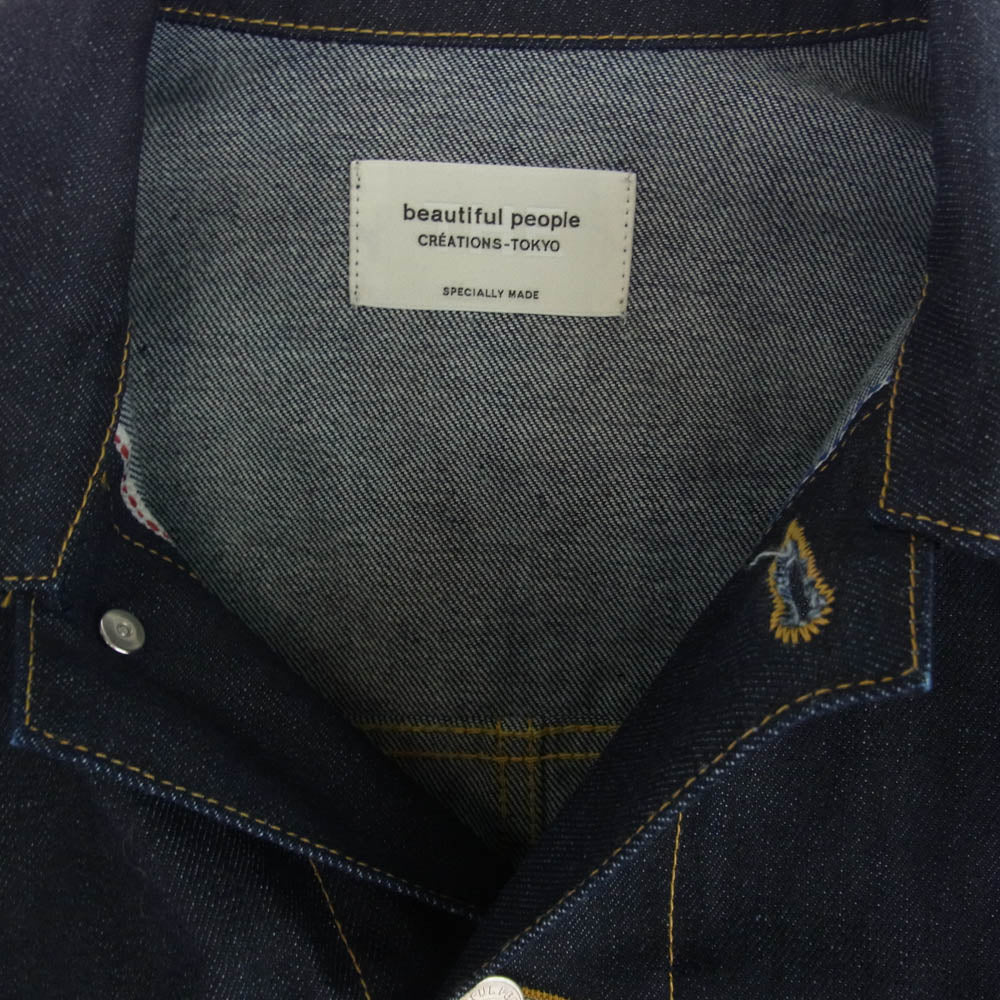 beautiful people ビューティフルピープル 1000102017 Selvedge denim THE/a big blouson セルビッチ デニム ビッグ ブルゾン ジャケット ダークネイビー系 34【美品】【中古】