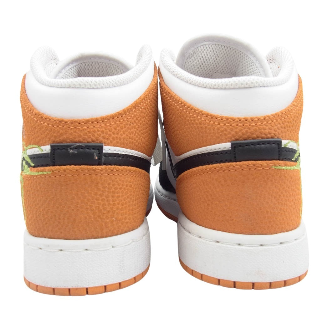 NIKE ナイキ DQ8390-100 GS Air Jordan 1 Mid エアジョーダン1 ミッド Floral Embroidery フローラル エンブロイダリー ハイカットスニーカー ブラック系 ホワイト系 オレンジ系 22.5cm【中古】