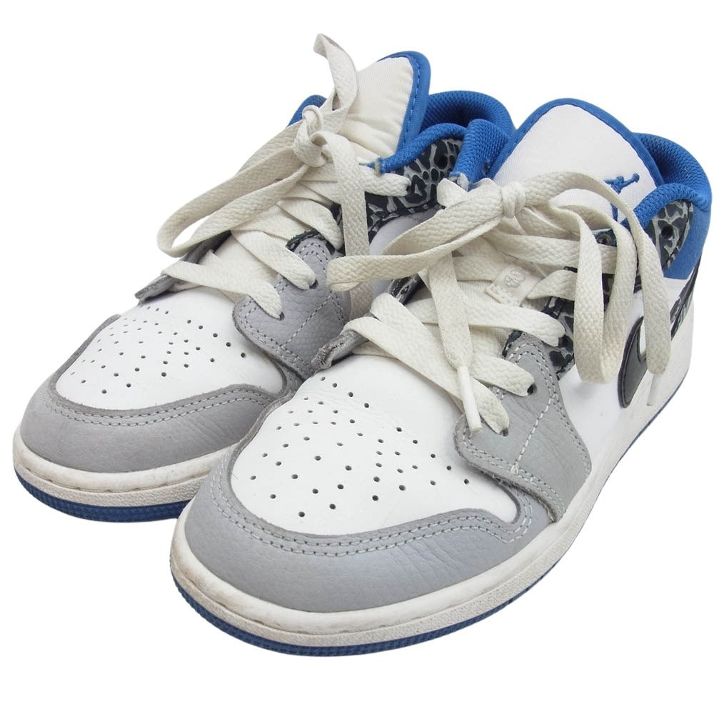 NIKE ナイキ DQ8390-100 GS Air Jordan 1 Low True Blue エアジョーダン1 ロー トゥルー ブルー ローカット スニーカー ホワイト系 グレー系 ブルー系 22.5cm【中古】