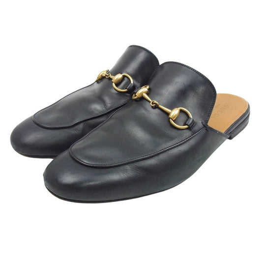 GUCCI グッチ 426219 ホースビット レザー ローファー スリッポン サンダル ブラック系 10【中古】