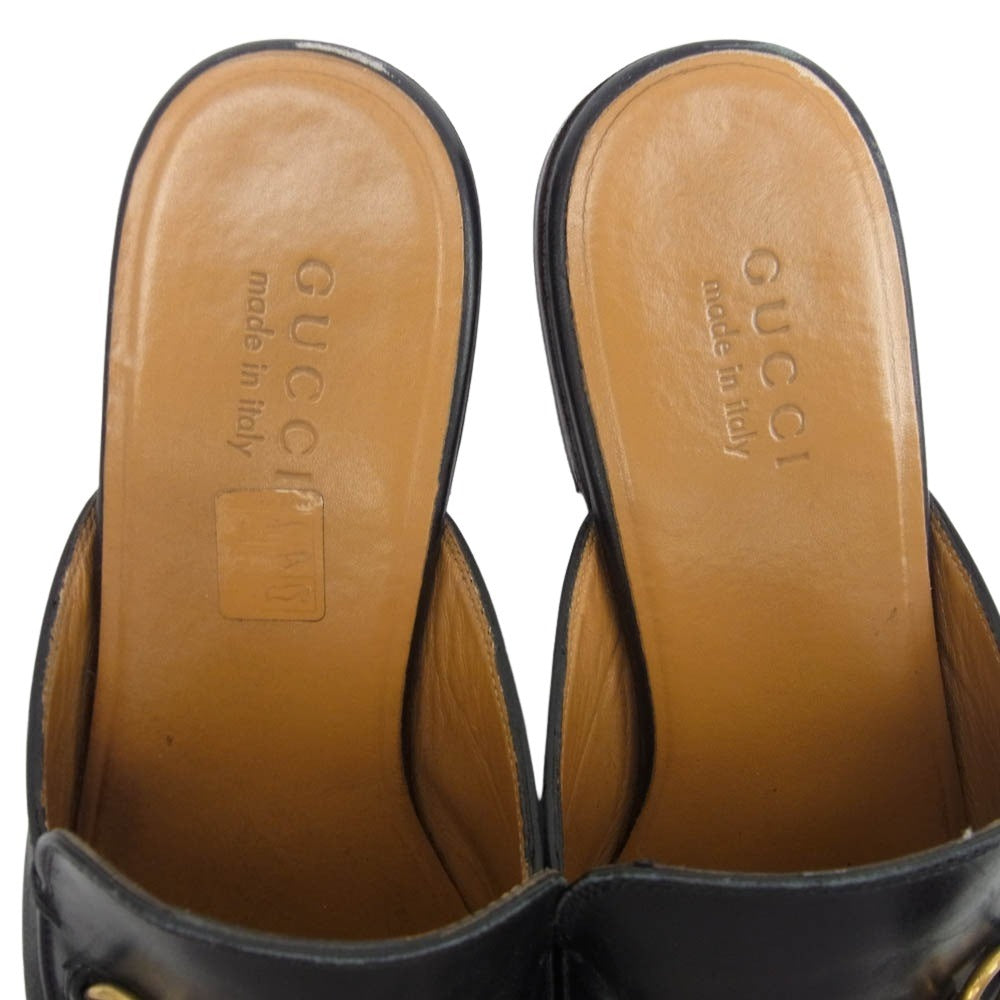 GUCCI グッチ 426219 ホースビット レザー ローファー スリッポン サンダル ブラック系 10【中古】