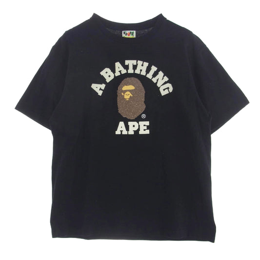 A BATHING APE アベイシングエイプ 001TEF801059X グラスビーズ プリント Tシャツ 半袖 ブラック系 L【中古】
