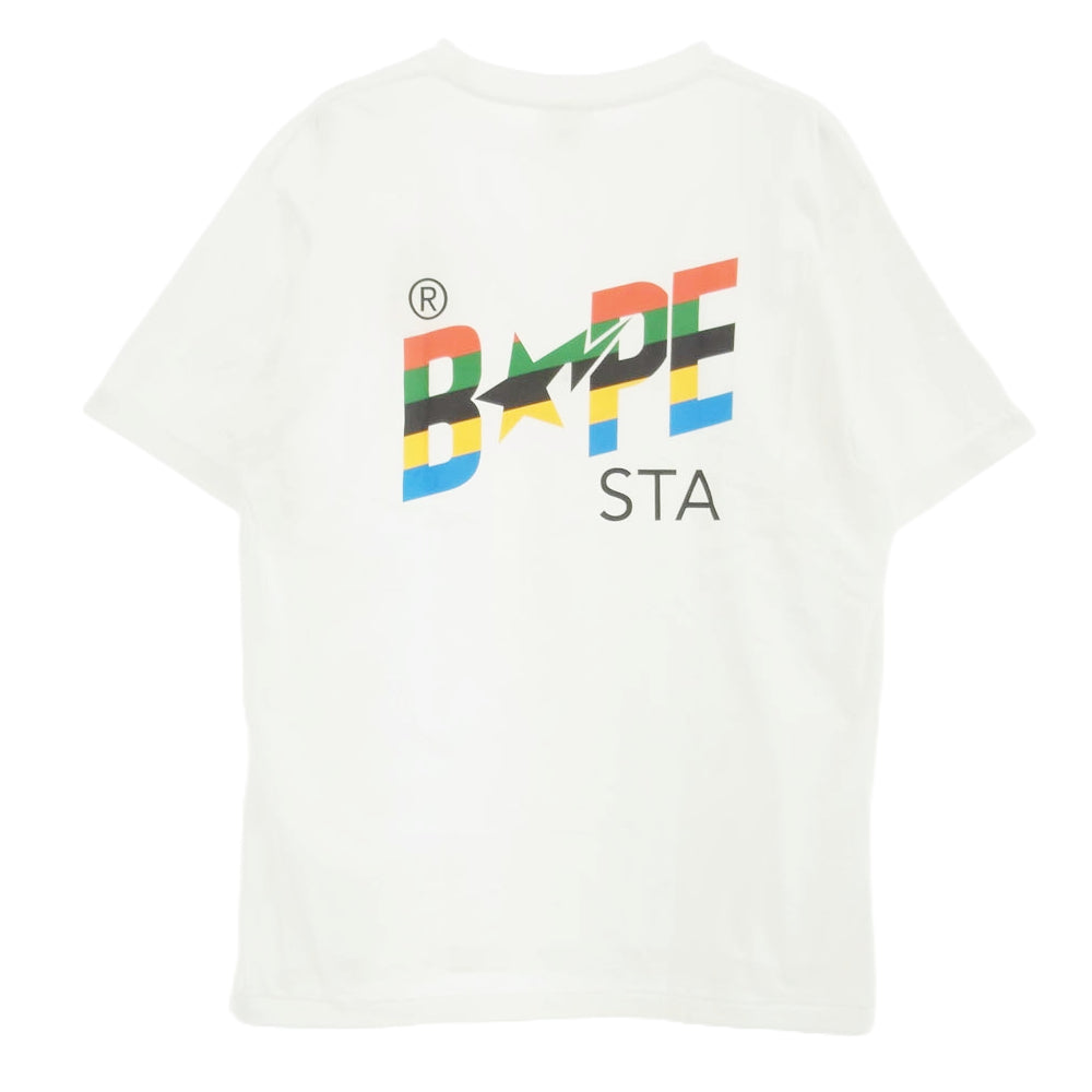 A BATHING APE アベイシングエイプ 001TEG301090X BAPE プリント Tシャツ カットソー 半袖 ホワイト ホワイト系 L【中古】