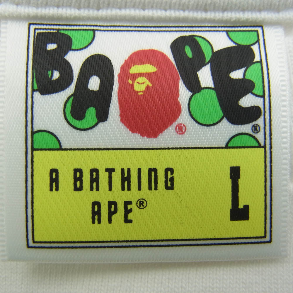 A BATHING APE アベイシングエイプ 001TEG301090X BAPE プリント Tシャツ カットソー 半袖 ホワイト ホワイト系 L【中古】