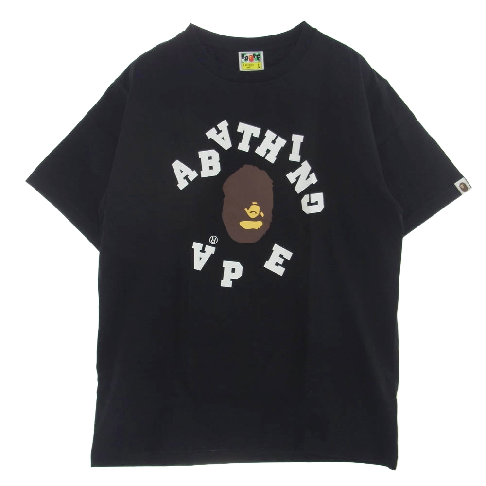 A BATHING APE アベイシングエイプ 001TEJ701017M BAPE プリント Tシャツ カットソー 半袖 ブラック系 L【新古品】【未使用】【中古】