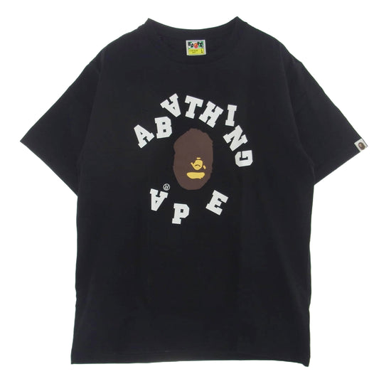 A BATHING APE アベイシングエイプ 001TEJ701017M BAPE プリント Tシャツ カットソー 半袖 ブラック系 L【新古品】【未使用】【中古】