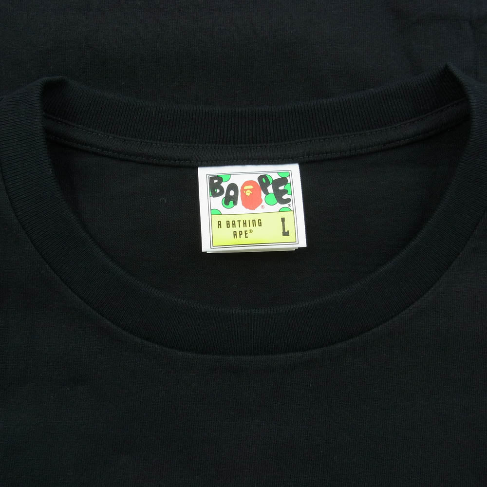 A BATHING APE アベイシングエイプ 001TEJ701017M BAPE プリント Tシャツ カットソー 半袖 ブラック系 L【新古品】【未使用】【中古】