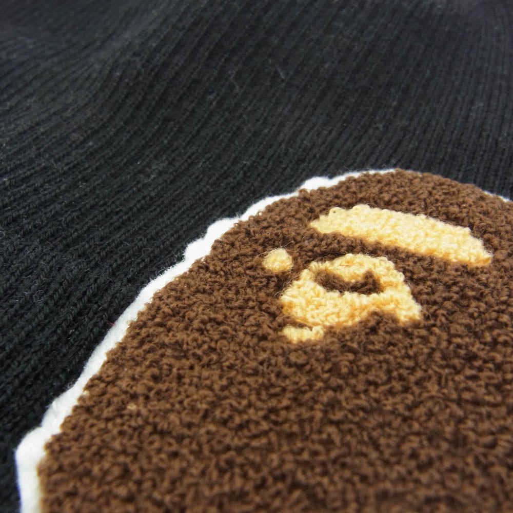 A BATHING APE アベイシングエイプ BAPE ボア ワッペン ニットキャップ ブラック ブラック系 F【中古】
