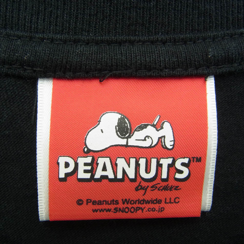 A BATHING APE アベイシングエイプ PEANUTS SNOOPY collaborate tee スヌーピー BAPE プリント Tシャツ ブラック系 XL【中古】