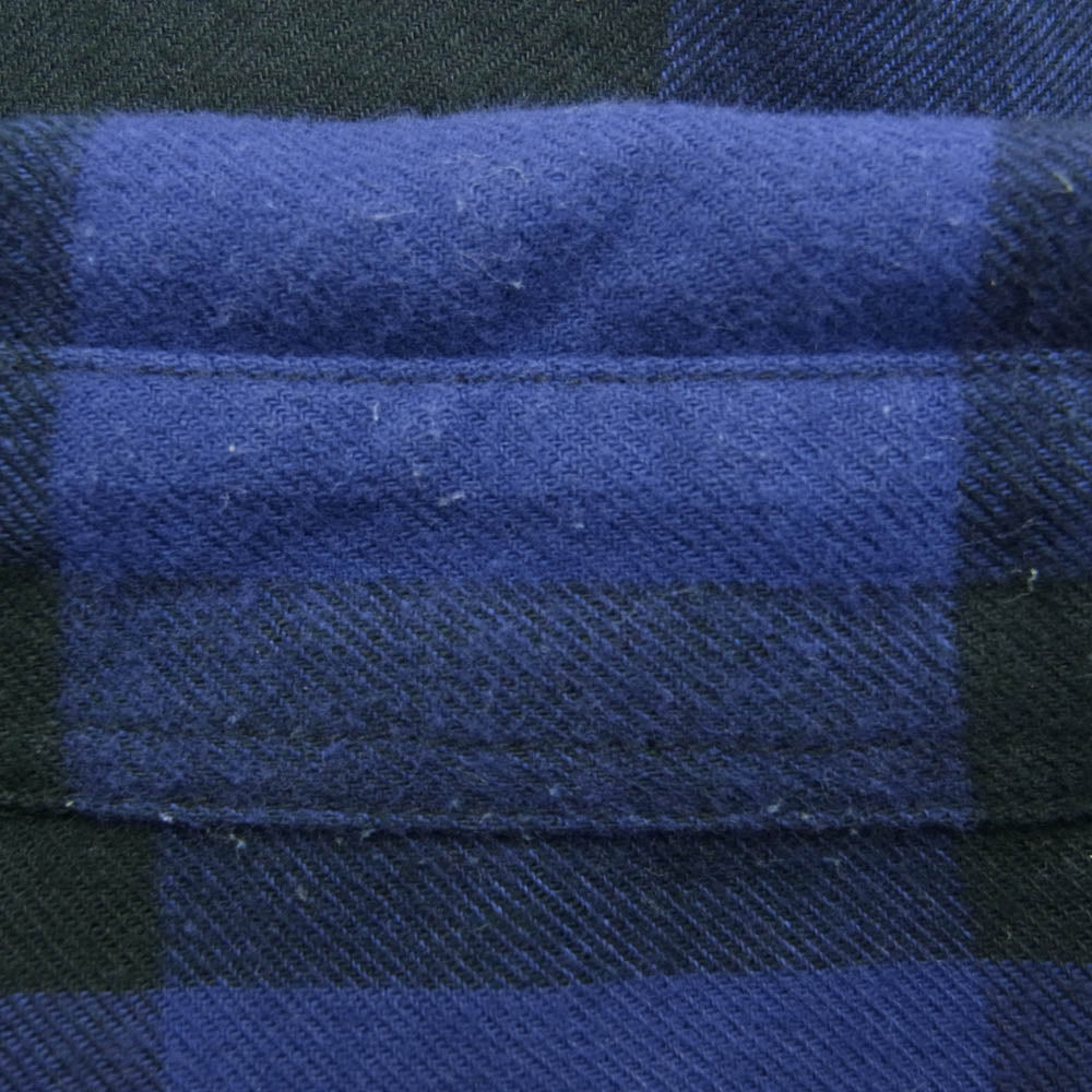 A BATHING APE アベイシングエイプ 001SHK301004Ｍ コットン チェック 刺繍 リラックス フィット シャツ ブルー系 ブラック系 S【中古】