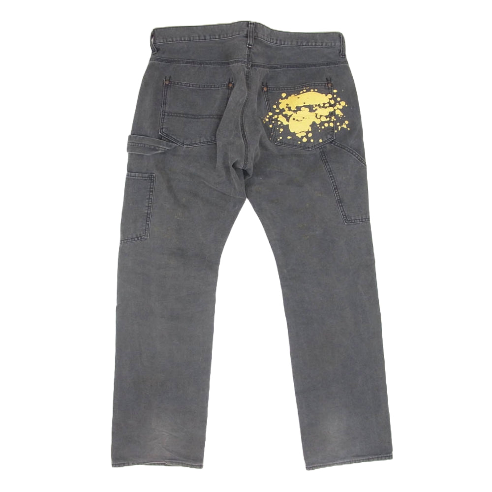 A BATHING APE アベイシングエイプ 001PT0301002X BAPE FACE PAINTER PANTS フェイス プリント ペインター パンツ ブラック系 L【中古】