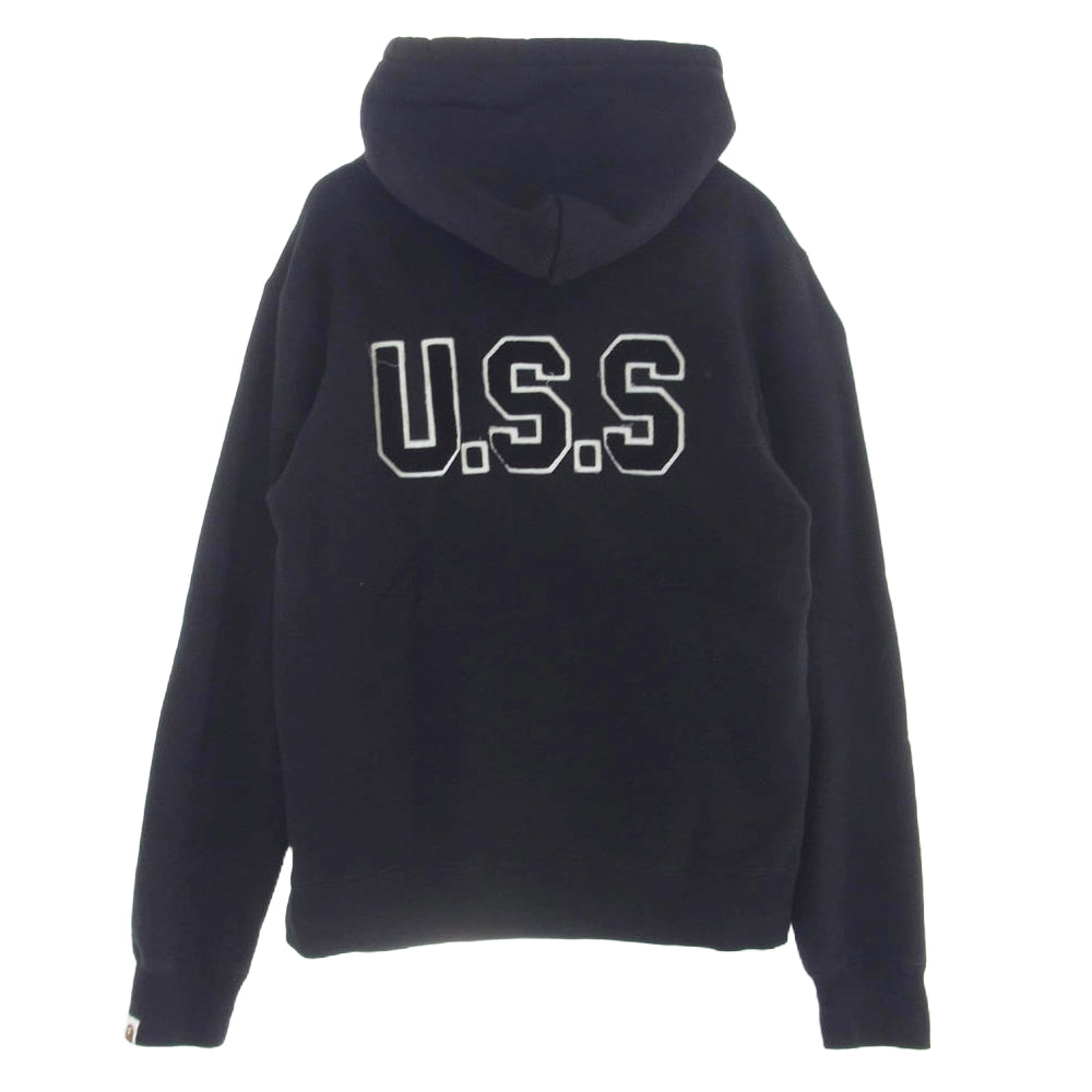 A BATHING APE アベイシングエイプ 001PPG201011X USS バック ワッペン ロゴ パッチ プルオーバー パーカー ブラック ブラック系 L【中古】