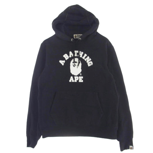 A BATHING APE アベイシングエイプ 001PPF701002X プリント 裏起毛 プルオーバー パーカー ブラック ブラック系 L【中古】