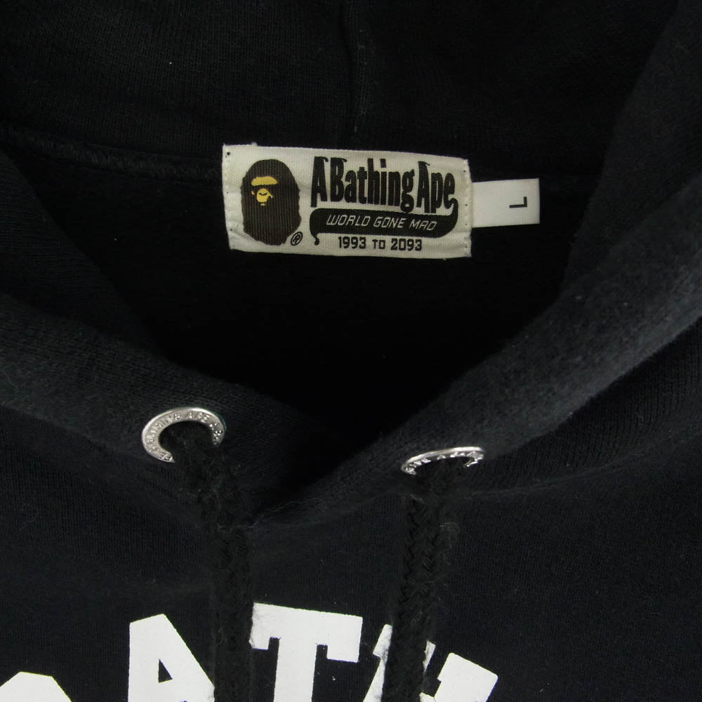 A BATHING APE アベイシングエイプ 001PPF701002X プリント 裏起毛 プルオーバー パーカー ブラック ブラック系 L【中古】